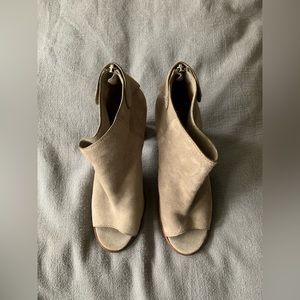 COACH Suede Open-Toe Booties